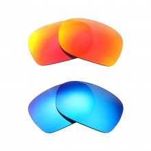 New Walleva Fire Red + Ice Blue Polarized Replacement Lenses For Ray-Ban RB4068 60mm Sunglasses