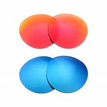 New Walleva Fire Red + Ice Blue Polarized Replacement Lenses For Ray-Ban RB2447 52mm Sunglasses