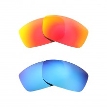 New Walleva Fire Red + Ice Blue Polarized Replacement Lenses For Ray-Ban RB3498 64mm Sunglasses