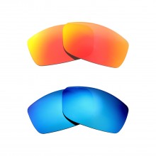 New Walleva Fire Red + Ice Blue Polarized Replacement Lenses For Ray-Ban RB3498 61mm Sunglasses