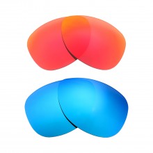 New Walleva Fire Red + Ice Blue Polarized Replacement Lenses For Ray-Ban RB3362 Cockpit 59mm Sunglasses