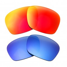New Walleva Fire Red + Ice Blue Polarized Replacement Lenses For Maui Jim Red Sands Sunglasses
