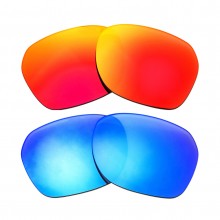 New Walleva Fire Red + Ice Blue Polarized Replacement Lenses For Donahugh Designer Sunglasses