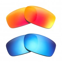 New Walleva Fire Red + Ice Blue Polarized Replacement Lenses For Costa Del Mar Caballito Sunglasses