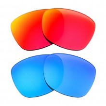 Walleva Fire Red + Ice Blue Polarized Replacement Lenses For Ray-Ban Stories Wayfarer RW4002 50mm Smart Glasses