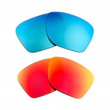 Walleva Fire Red + Ice Blue Polarized Replacement Lenses For Oakley Sylas 57mm Sunglasses
