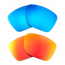 Walleva Fire Red + Ice Blue Polarized Replacement Lenses For Oakley Sylas 60mm Sunglasses