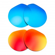 Walleva Fire Red + Ice Blue Polarized Replacement Lenses For Oakley Clifden Sunglasses