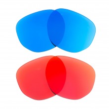 Walleva Fire Red + Ice Blue Polarized Replacement Lenses For Ray-Ban RB3548N 48mm Sunglasses