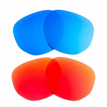Walleva Fire Red + Ice Blue Polarized Replacement Lenses For Ray-Ban RB3548N 54mm Sunglasses