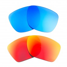 Walleva Fire Red + Ice Blue Polarized Replacement Lenses For Gucci GG0010S Sunglasses