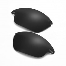 Walleva Black Mr.Shield Polarized Replacement Lenses for Fast Jacket (OO9097 Series) Sunglasses