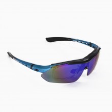Walleva WSG001-BL Ice Blue Polarized Sunglasses With TR90 Frame, Prescription Lenses Insert, Hat Clip And Removable Arms