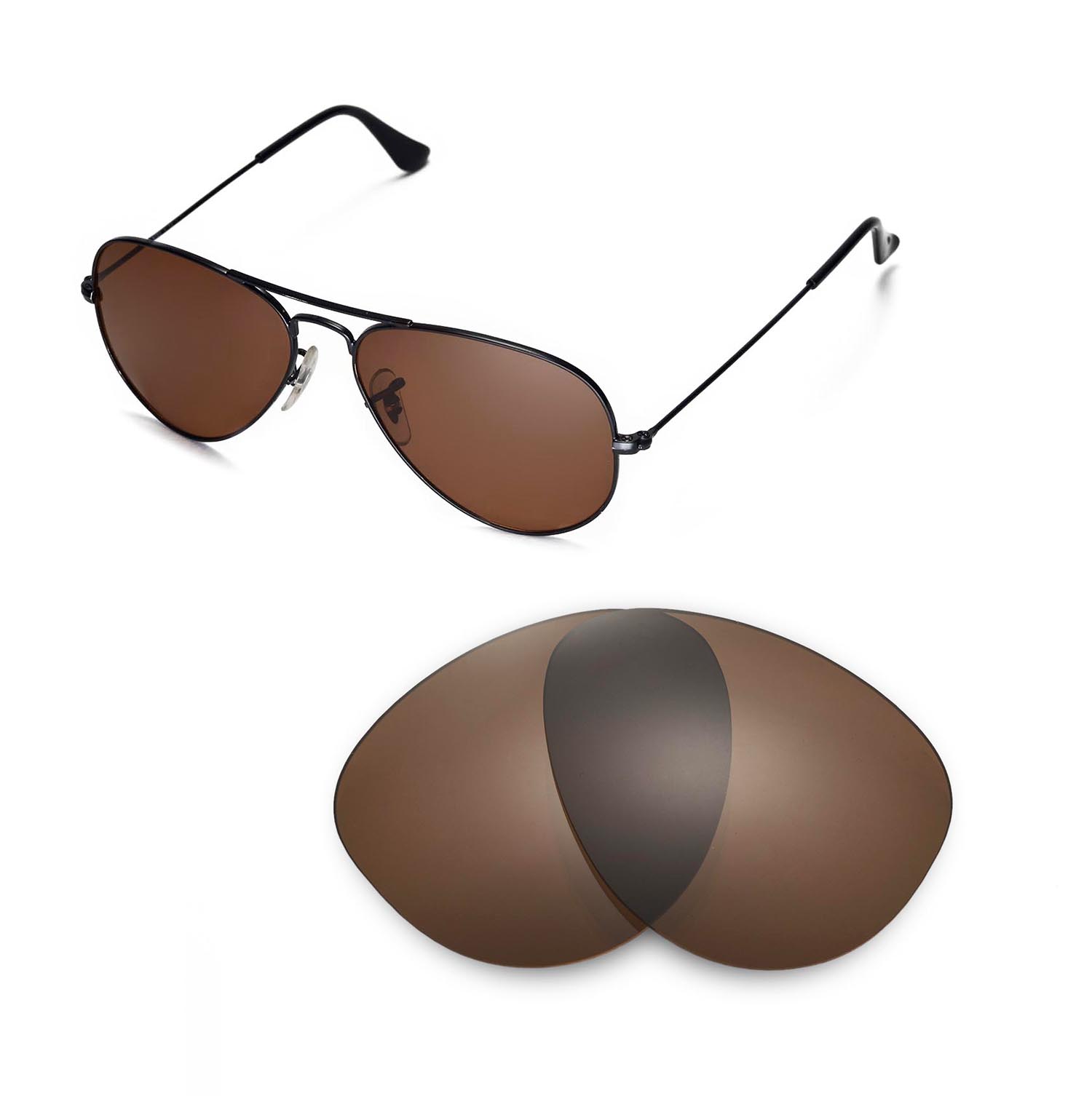 Walleva Polarized Brown Lenses For Ray Ban Aviator Large Metal Rb3025 55mm Ebay