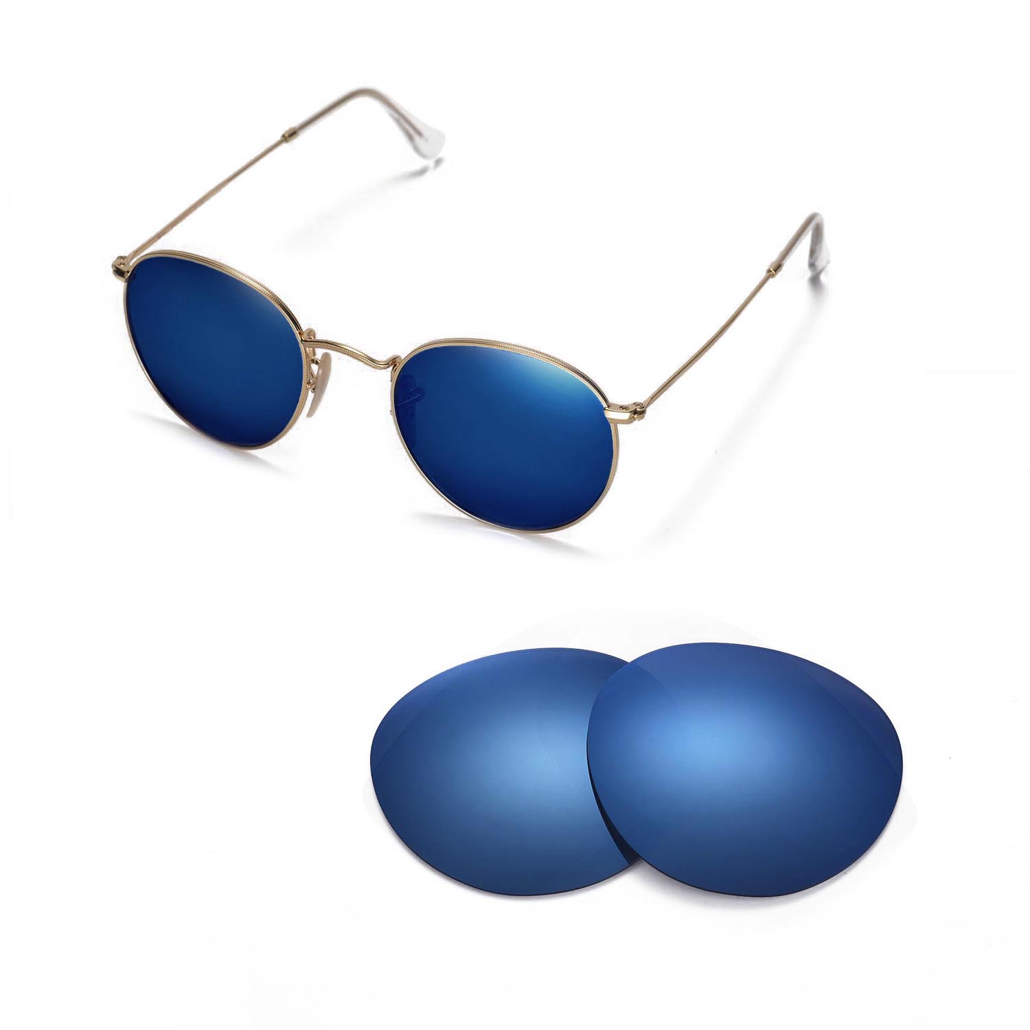 ray ban round metal blue lens